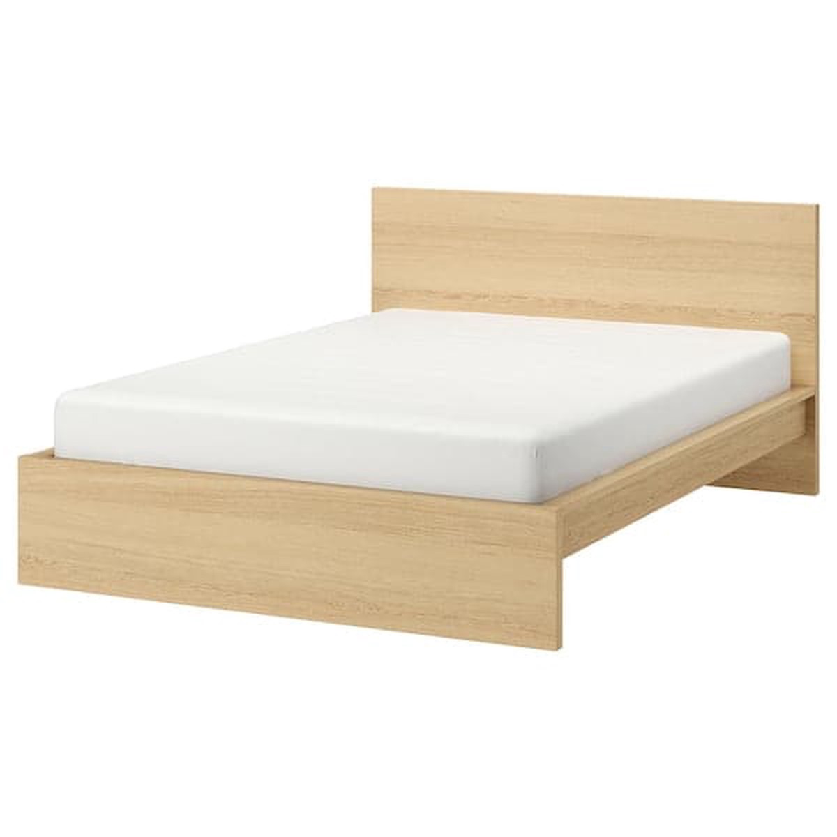 MALM bed frame, high, white stained oak veneer/Lnset, 160×200 cm