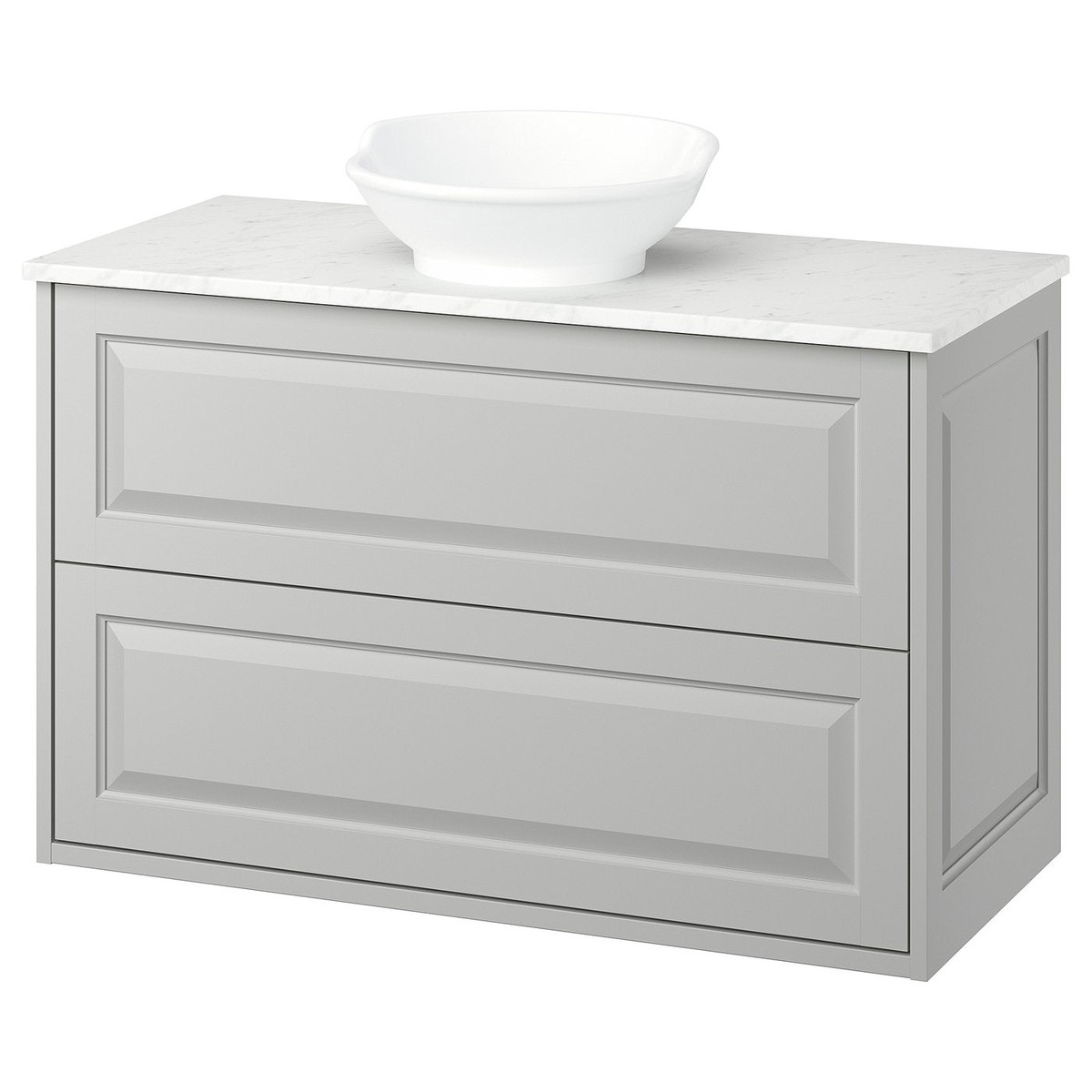 TNNFORSEN / VSTERSJN wash-stnd w drawers/wash-basin, light grey/white marble effect, 102x49x79 cm