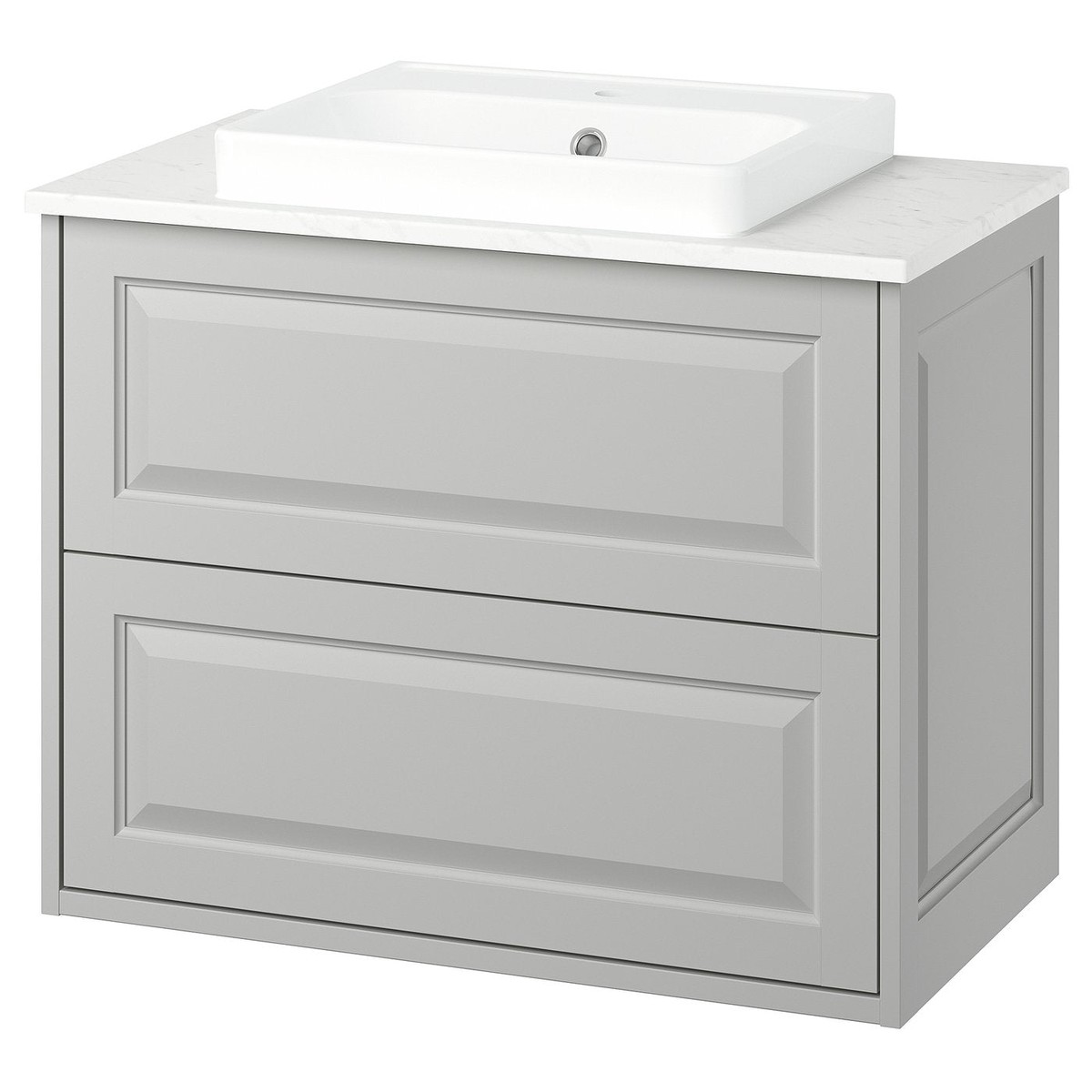 TNNFORSEN / ORRSJN wash-stnd w drawers/wash-basin, light grey/white marble effect, 82x49x71 cm